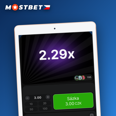 Mostbet Aviator app s letadlem stoupajícím na multiplikátorové křivce