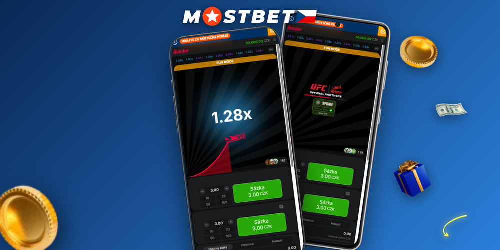 Herní rozhraní Mostbet Aviator s dual betem, auto cash out a živým chatem hráčů